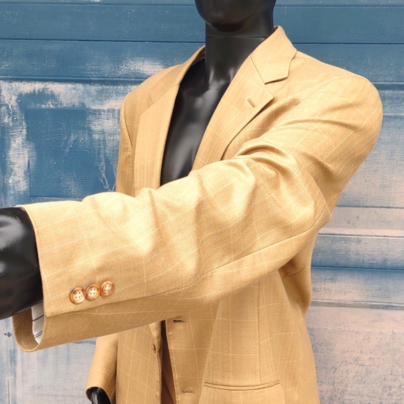 Alan Flusser MEN'S Silk & Worsted Wool Luxury Blend Window Paigne Blazer - Picture 5 of 17